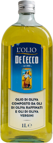 Масло оливковое DE CECCO рафинированное, с добавлением нерафинированных оливковых масел, 1000мл Италия, 1000 мл