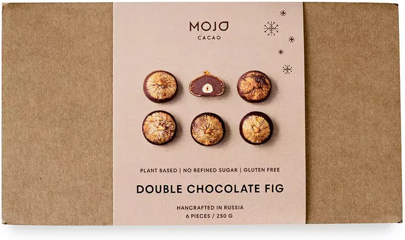 Подарочный набор Mojo cacao Инжир ассорти с шоколадно-ореховой пастой и цельным орехом 250г коробка (6шт) Россия