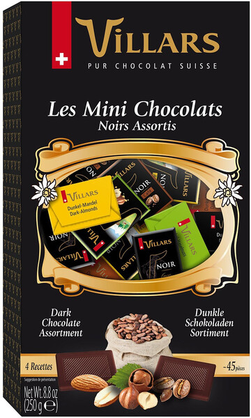 Горький и тёмный шоколад ассорти в мини-плитках, 250г