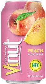 Тропический напиток Vinut Peach juice drink, Вьетнам, 330 мл., жестяная банка