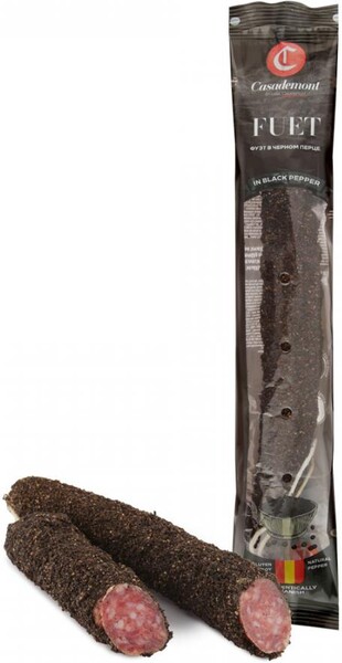 Колбаса сыровяленая CASADEMONT Фуэт в черном перце, 155г Россия, 155 г
