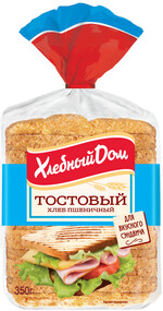 Хлеб пшеничный ХЛЕБНЫЙ ДОМ Тостовый, в нарезке, 350г Россия, 350 г