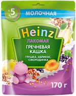 Кашка Heinz молочная лакомая гречневая грушка, абрикос, смородинка с 5 месяцев 0,17кг