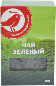 Чай зеленый АШАН листовой, 100 г