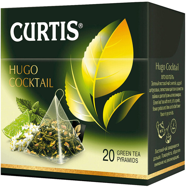 Чай Curtis Hugo Cocktail зеленый листовой 20 пирамидок по 1.8 г