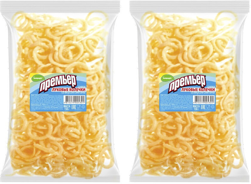 Луковые колечки, снеки со вкусом сметаны 150г.
