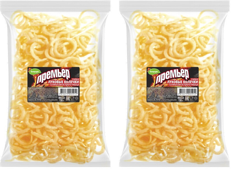 Луковые колечки, снеки со вкусом острого перца 150г.