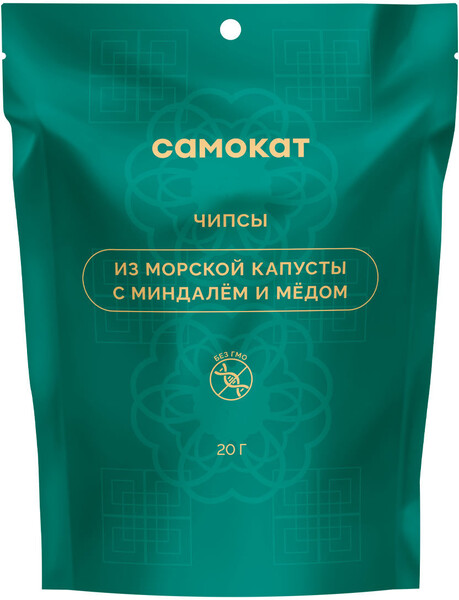 Чипсы Самокат из морской капусты, с миндалем и медом, 20 г