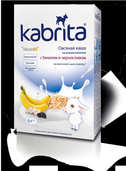 Д/п каша KABRITA Овсяная на козьем молоке с банан. и черносл. 180г