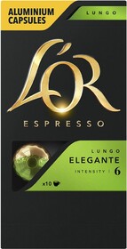 Кофе L'OR Espresso Lungo Elegante жареный, в капсулах, 10 капсул