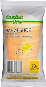 Мороженое «Каждый день» вафельный.стаканчик ванильный, 70 г