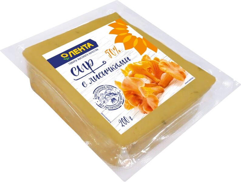 Сыр ЛЕНТА с лисичками 50% без змж 200г