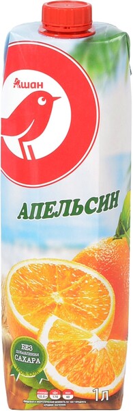 Сок апельсиновый Auchan Красная Птица, 1 л