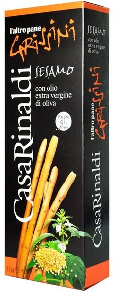 Хлебные палочки Сasa Rinaldi Гриссини с кунжутом, 125 гр., картон