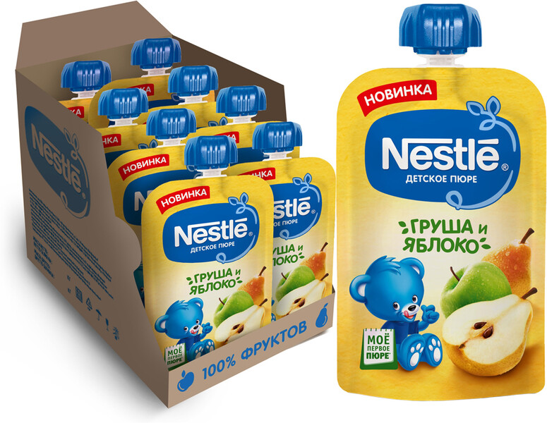 Пюре Nestle с грушей и яблоком без сахара с 5 месяцев 90 г