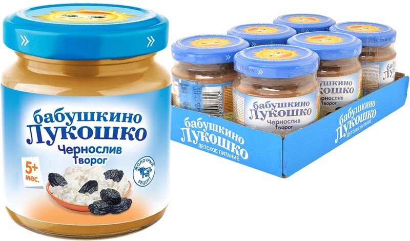 Пюре «Бабушкино Лукошко» чернослив творог с 5 мес, 100 г