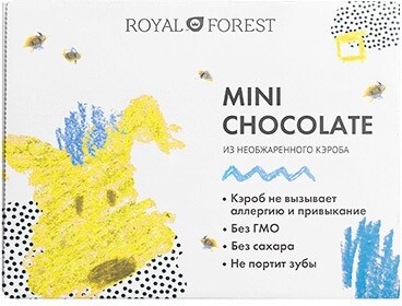 Мини-шоколад из кэроба Royal Forest необжаренный кэроб, 30 г