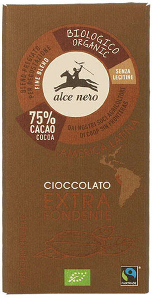 Alce Nero Горький Шоколад плиточный, картонная упаковка 100 г