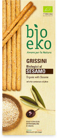 Гриссини EKO BIO из цельнозерновой пшеничной муки с кунжутом 125 г
