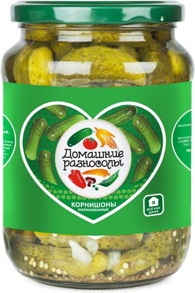Корнишоны Домашние разносолы маринованные , 720 гр, стекло