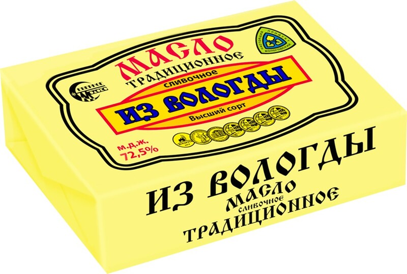 Масло Из Вологды Крестьянское сливочное 72,5%, 180 г