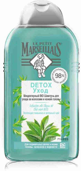 Шампунь для волос Le Petit Marseillais для ухода за волосами и кожей головы Мицеллярный BIO Detox Уход 250 мл