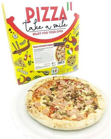 Пицца Romeo Rossi c ветчиной (прошутто) и грибами, замороженная, 385 г