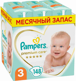 Подгузники Pampers Premium Care 3 (6-10 кг, 148 штук)