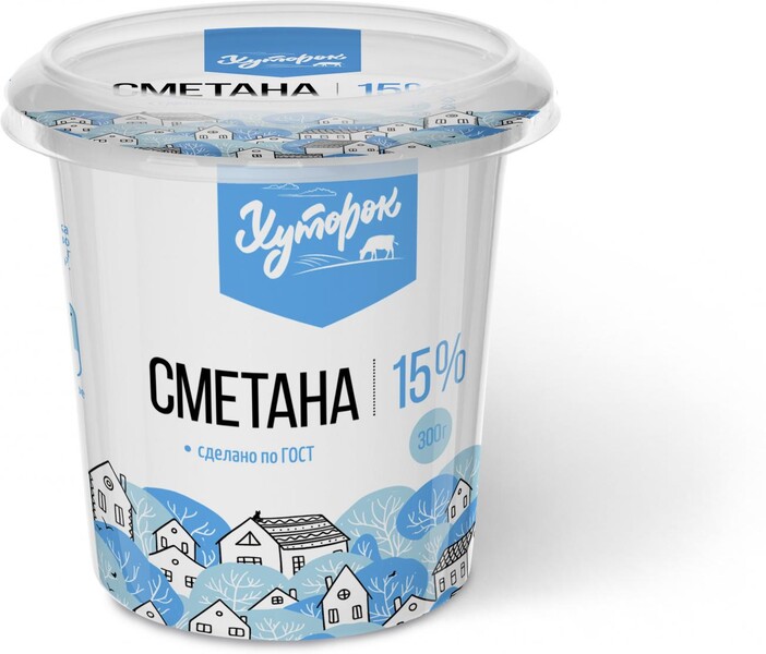 Сметана Хуторок 15%, 300 г