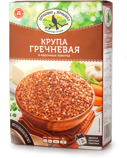 Крупа Зернышко к зернышку гречневая ядрица в пакетиках для варки, 5х80 г
