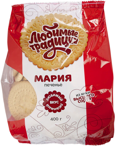 Печенье Д Любимые Традиции Мария затяжное традиционное, 400 г