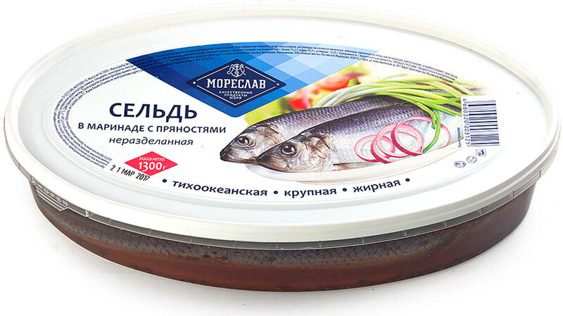 Сельдь Мореслав в маринаде с пряностями неразделанная, 1,3 кг