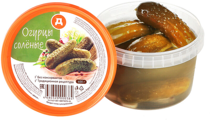 Огурцы Д Круглое Лето соленые, 600 г