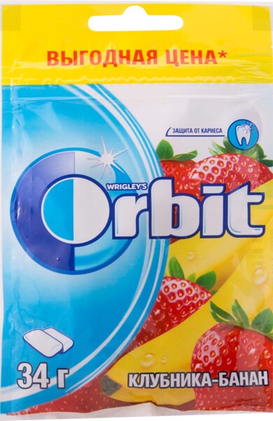 Жевательная резинка Orbit  Bags Клубника Банан, 34 г