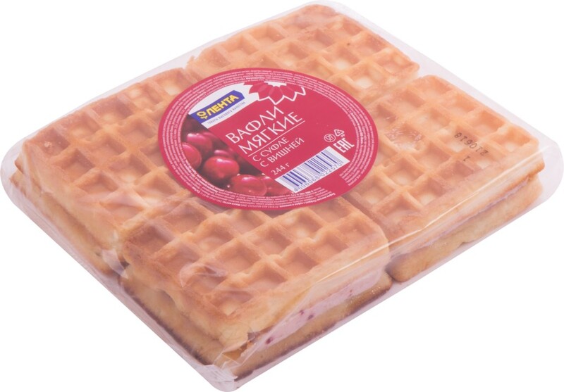 Вафли ЛЕНТА Мягкие с суфле и вишней, 244г