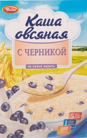 Каша Увелка овсяная быстрого приготовления с черникой 200г