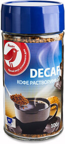 Кофе сублимированный АШАН DEKAF без кофеина, 100 г