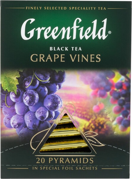 Чай Greenfield Grape Vines черный 20 пирамидок по 1.8 г