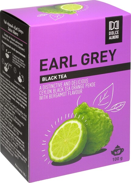 Чай черный DOLCE ALBERO Earl Grey, листовой, 100г Шри-Ланка, 100 г