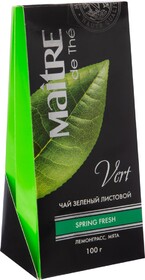 Чай зеленый MAITRE DE THE Spring Fresh Лемонграсс, мята байховый, листовой, 100г