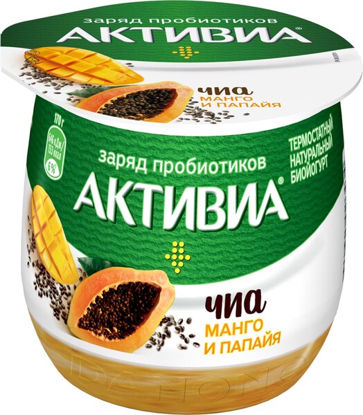 Йогурт термостатный АктиБио Манго Папайя Семена чиа 170 г