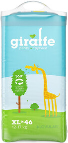 Трусики-подгузники GIRAFFE, LOVULAR, 46 шт., размер XL (12–17 кг), Китай