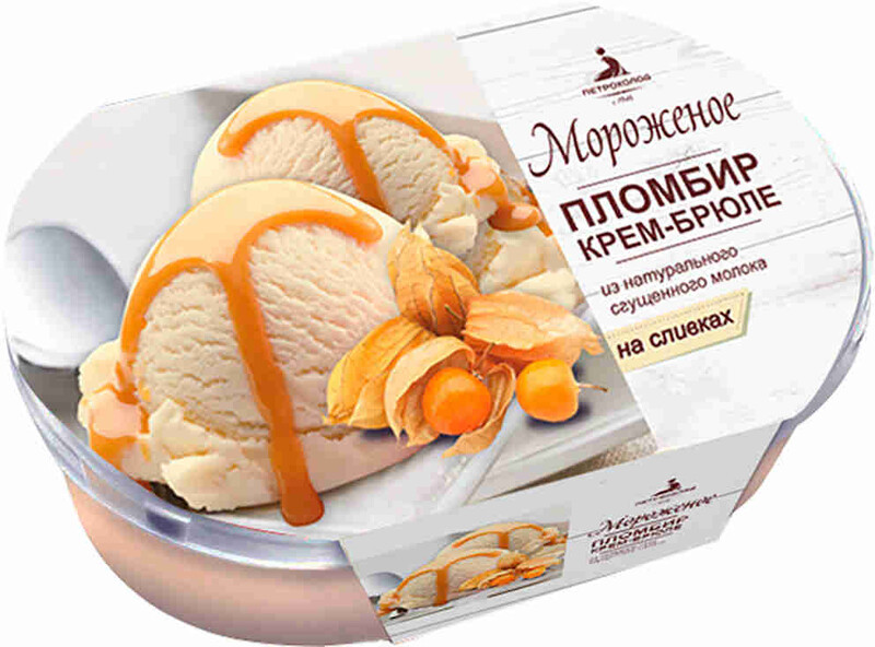 Мороженое Петрохолод Пломбир на сливках Крем-брюле 400г