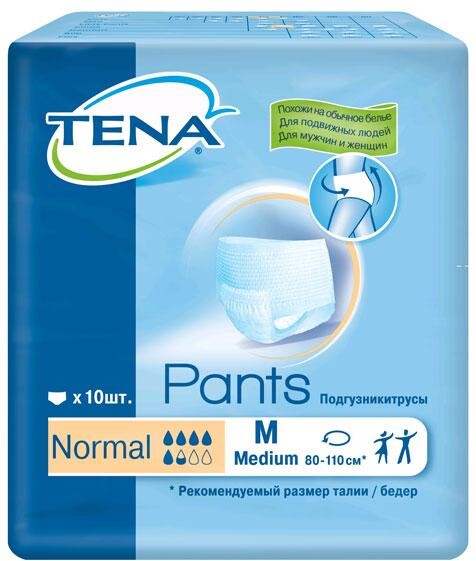 Подгузники-Трусы для взрослых Tena Pants Normal размер M 80-110 см 10 шт