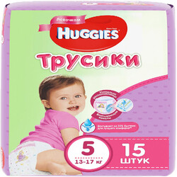 Подгузники-трусики 5 разм Huggies д/дев (13-17кг) 15шт