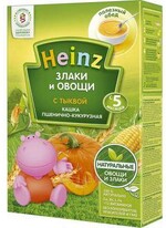 Детское питание каша HEINZ овощная пшенично-кукурузная с тыквой коробка с 5 мес Россия, 200 г
