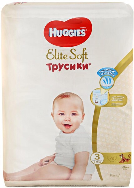 Подгузники-трусики Huggies Elite Soft 3 (6-11 кг, 72 штуки)