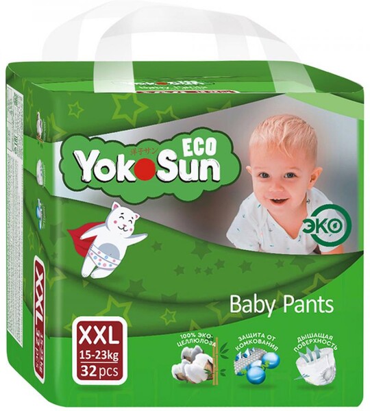 Подгузники-трусики YokoSun Eco XXL (15-23 кг, 32 штуки)