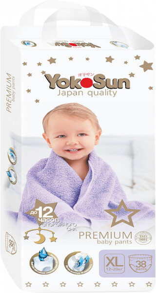 Подгузники-трусики YokoSun Premium XL (12-20 кг) 38 шт