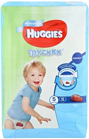 Подгузники-трусики детские для мальчиков HUGGIES 5, 12–17кг, 15шт Россия, 15 шт